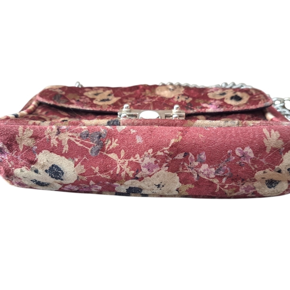 Vintage L'’Intervalle Floral Velvet Quilted Shoulder Bag Made in Spain Purse - Picture 6 of 13